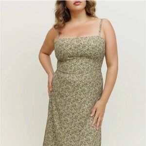 Reformation Afternoon midi dress in floral green Juniper print, size 6